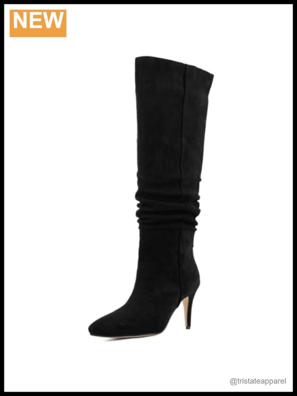 Faux Suede Pointed Toe Stiletto Heel Slouchy Knee-High Boots Slip-On